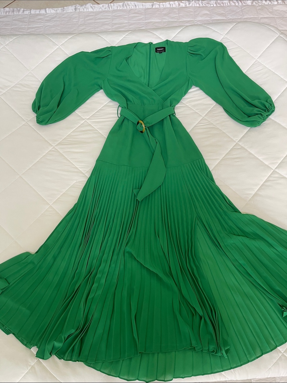 Bardot Emerald Green Pleated Wrap Maxi Dress